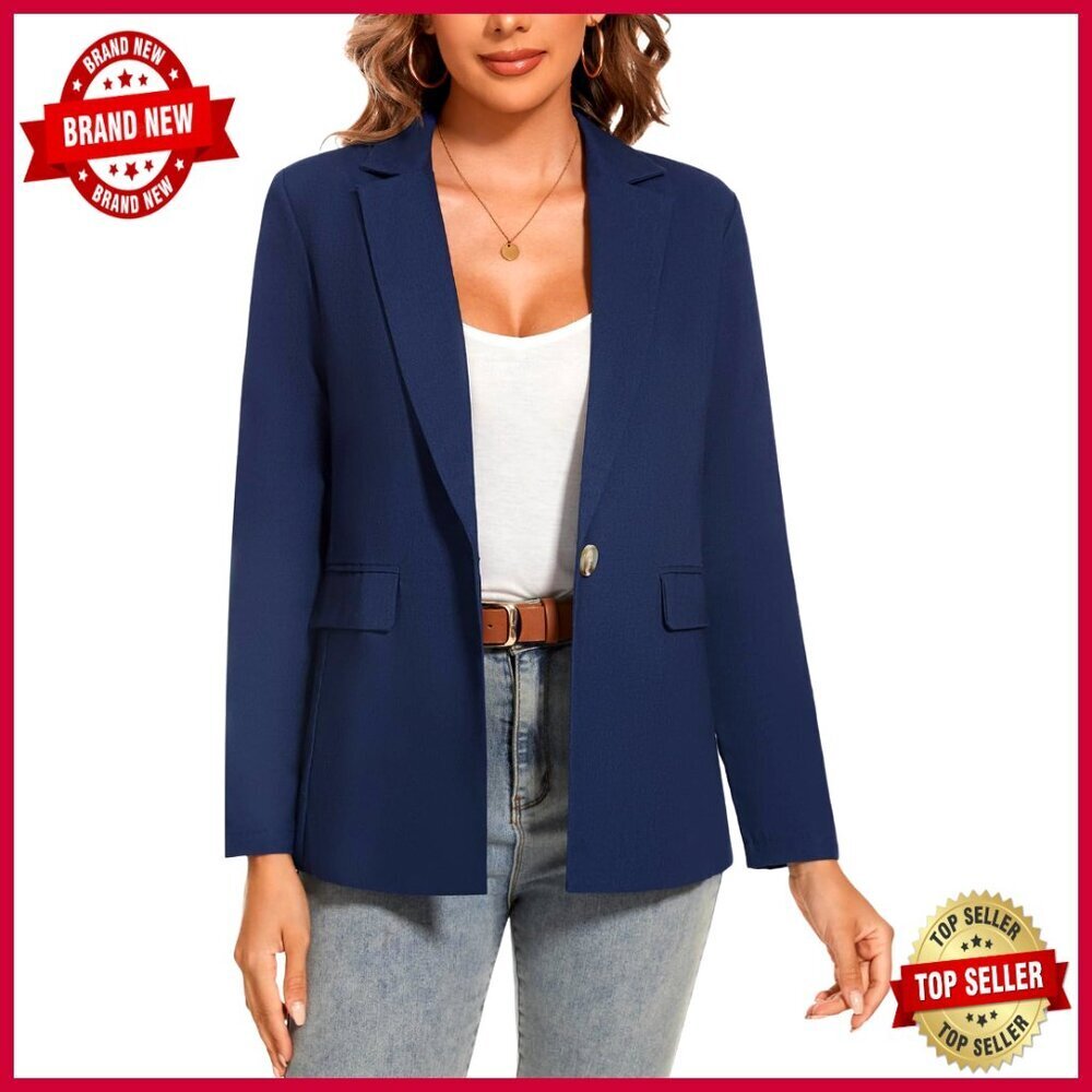 Lightweight Linen Blazer with Pockets, Regular Fit, Long Sleeve Work Office